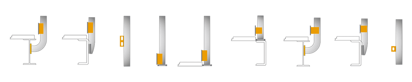 Several different types of kick plates of grating stanchions railing ball joint handrails.