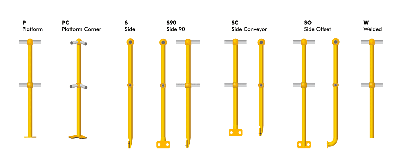 Several different types of Stanchions.