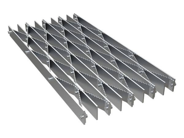 A piece of riveted steel grating.