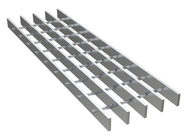 A piece of swage locked steel grating.